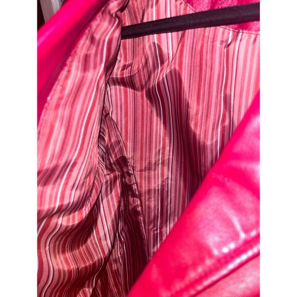 Worthington Professional Office Business Preppy Patriotic Red Leather Blazer - Picture 4 of 7